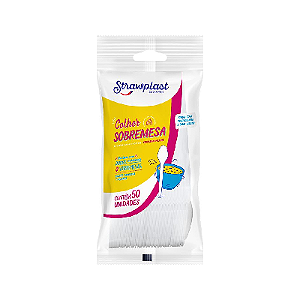 Colher Sobremesa Strawplast Cor Branco - Embalagem com 50 UN