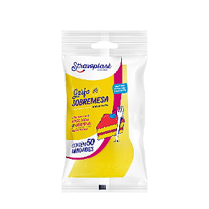 Garfo Sobremesa Strawplast Cor Amarelo - Embalagem com 50 UN
