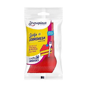 Garfo Sobremesa Strawplast Cor Vermelho - Pacote com 50 UN