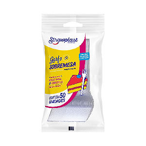 Garfo Sobremesa Strawplast Cor Cristal - Embalagem com 50 UN