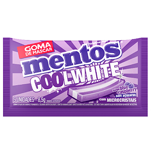 Chiclete Mentos Cool White Sabor Blue Raspberry - Embalagem com 8,5G