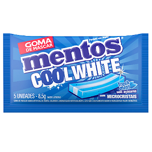 Chiclete Mentos Cool White Sabor Menta Fresh - Embalagem com 8,5G