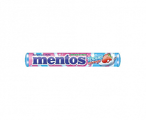 Bala Mastigável Mentos Sabor Yogurte de Morango - Embalagem com 37,5G
