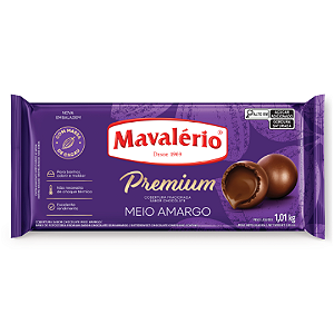 Cobertura Barra Premium Mavalério Sabor Chocolate Meio Amargo - Embalagem com 1,01KG
