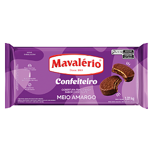 Cobertura Barra Confeiteiro Mavalério Sabor Chocolate Meio Amargo - Embalagem com 1,01KG