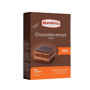 Chocolate em Pó Mavalério Solúvel 32% Cacau - Embalagem com 200G