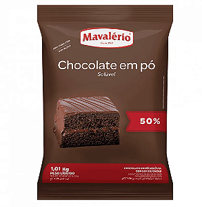 Chocolate em Pó Mavalério Solúvel 50% Cacau - Embalagem com 1,01KG