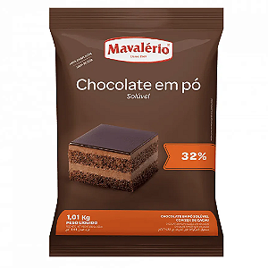 Chocolate em Pó Mavalério Solúvel 32% Cacau - Embalagem com 1,01KG