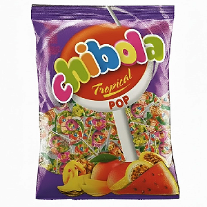Pirulito Chibola Tropical Sortido - Pacote com 600G
