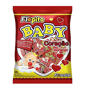 Pirulito Baby Coração Morango - Embalagem com 400G
