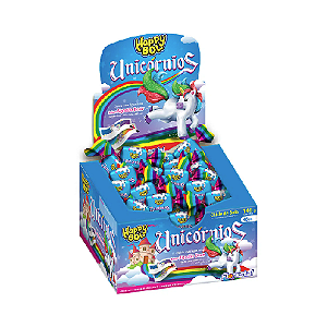 Chiclete Happy Bol Unicórnios Sabor Algodão Doce - Embalagem com 140G