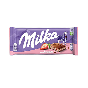 Chocolate Milka Recheado Strawberry Yogurt - Embalagem com 100G