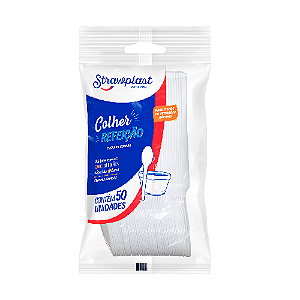 Colher Refeição Strawplast Cor Branco - Embalagem com 50 UN