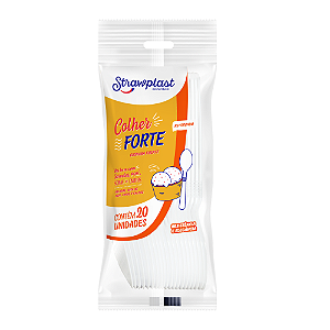 Colher Forte Strawplast Cor Branco - Embalagem com 20 UN