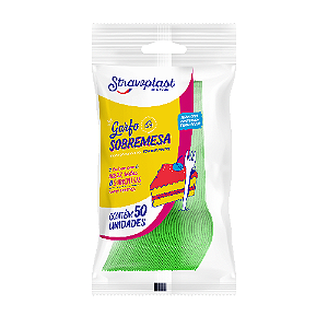 Garfo Sobremesa Strawplast Cor Verde - Embalagem com 50 UN