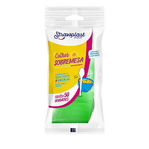 Colher Sobremesa Strawplast Cor Verde - Embalagem com 50 UN