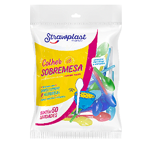 Colher Sobremesa Strawplast Sortido - Embalagem com 50 UN