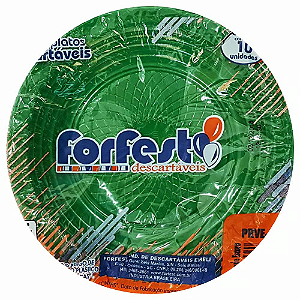 Prato Raso Descartável Forfest Verde Escuro 15CM - Embalagem com 10 UN