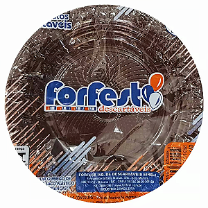 Prato Raso Descartável Forfest Marrom 15CM - Embalagem com 10 UN
