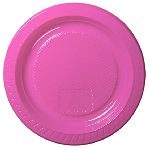 Prato Raso Descartável Copobras Rosa Schoking 15CM - Pacote com 10 UN