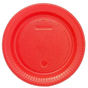 Prato Raso Descartável Copobras Vermelho 15CM - Pacote com 10 UN