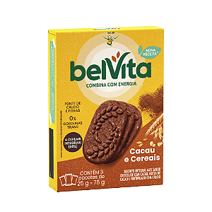 Biscoito Integral Bel Vita Cacau e Cereais - Embalagem com 75G
