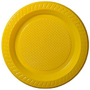Prato Raso Descartável Copobras Amarelo 15CM - Embalagem com 10 UN