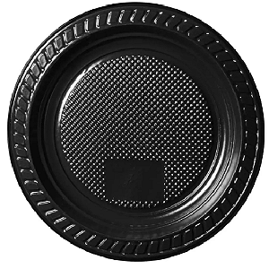 Prato Raso Descartável Copobras Preto 15CM - Pacote com 10 UN