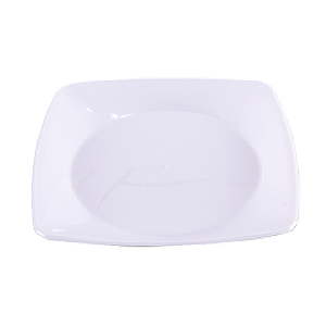Prato Quadrado Acrílico Médio Prafesta Branco 15CM - Embalagem com 10UN