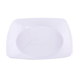 Prato Quadrado Acrílico Grande Prafesta Branco 21CM - Pacote com 10UN