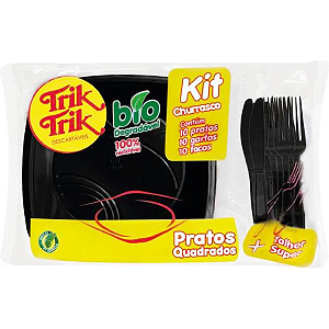 Kit Churrasco Trik Trik Preto - Embalagem com 10 UN