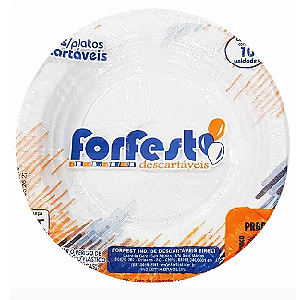 Prato Raso Descartável Forfest Branco 23CM - Embalagem com 10 UN