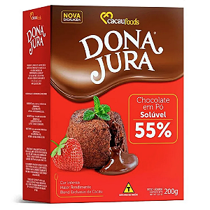 Chocolate em Pó Dona Jura Solúvel 55% Cacau - Embalagem com 200G