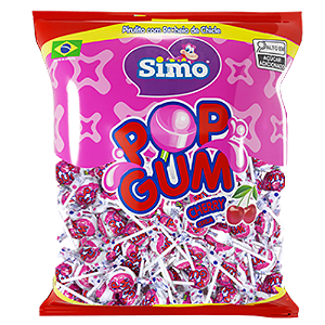 Pirulito Pop Gum Sabor Cereja - Embalagem com 500G