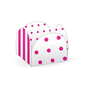 Porta Forminha 4 pétalas Listras e Poá Pink NC Toys - Pacote com 50UN
