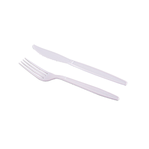 Kit Garfo e Faca Máster Cor Branco - Embalagem com 25 Kits