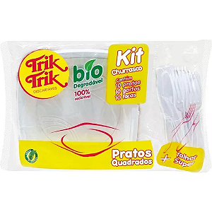 Kit Churrasco Trik Trik Branco - Embalagem com 10 UN