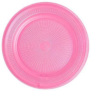 Prato Raso Descartável Trik Trik Rosa 15CM - Pacote com 10 UN