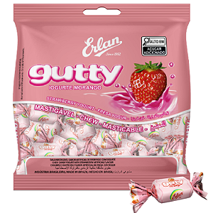 Bala Mastigável Erlan Gutty Morango - Embalagem com 400G