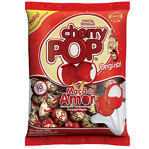 Pirulito Cherry Pop Maçã do Amor - Pacote com 700G