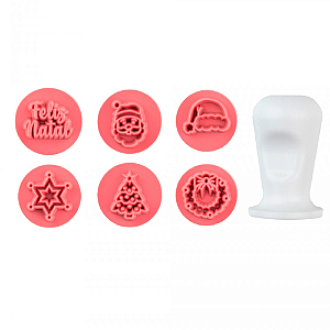 Carimbos para Doces Natal Iluminado BlueStar 2CM - Kit com 7 Peças
