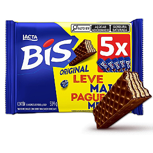 Wafer Bis ao Leite - Kit com 5 unidades de 100,8G