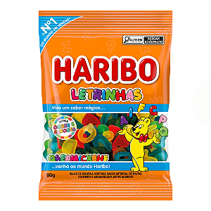 Bala de Gelatina Haribo Letrinhas - Pacote com 80G