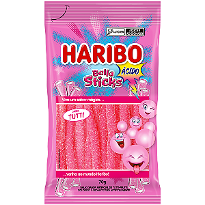 Bala Sticks de Gelatina Haribo Sabor Tutti Ácido - Pacote com 70G
