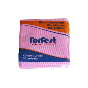 Guardanapo de Papel Forfest Rosa Claro 20X22CM - Embalagem com 50UN
