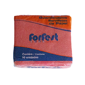 Guardanapo de Papel Forfest Vermelho 20X20CM - Embalagem com 50UN