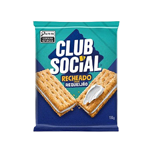 Biscoito Club Social Recheado Sabor Requeijão - Pacote com 106G