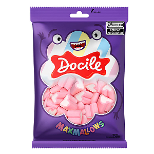 Marshmallow Docile de Coração Sabor Morango - Pacote com 250G