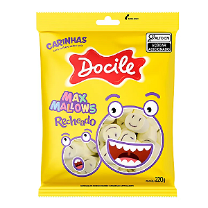 Marshmallow Docile Recheado Carinhas - Pacote com 220G