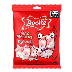 Marshmallow Docile Recheado Twist Rosa e Branco - Pacote com 220G